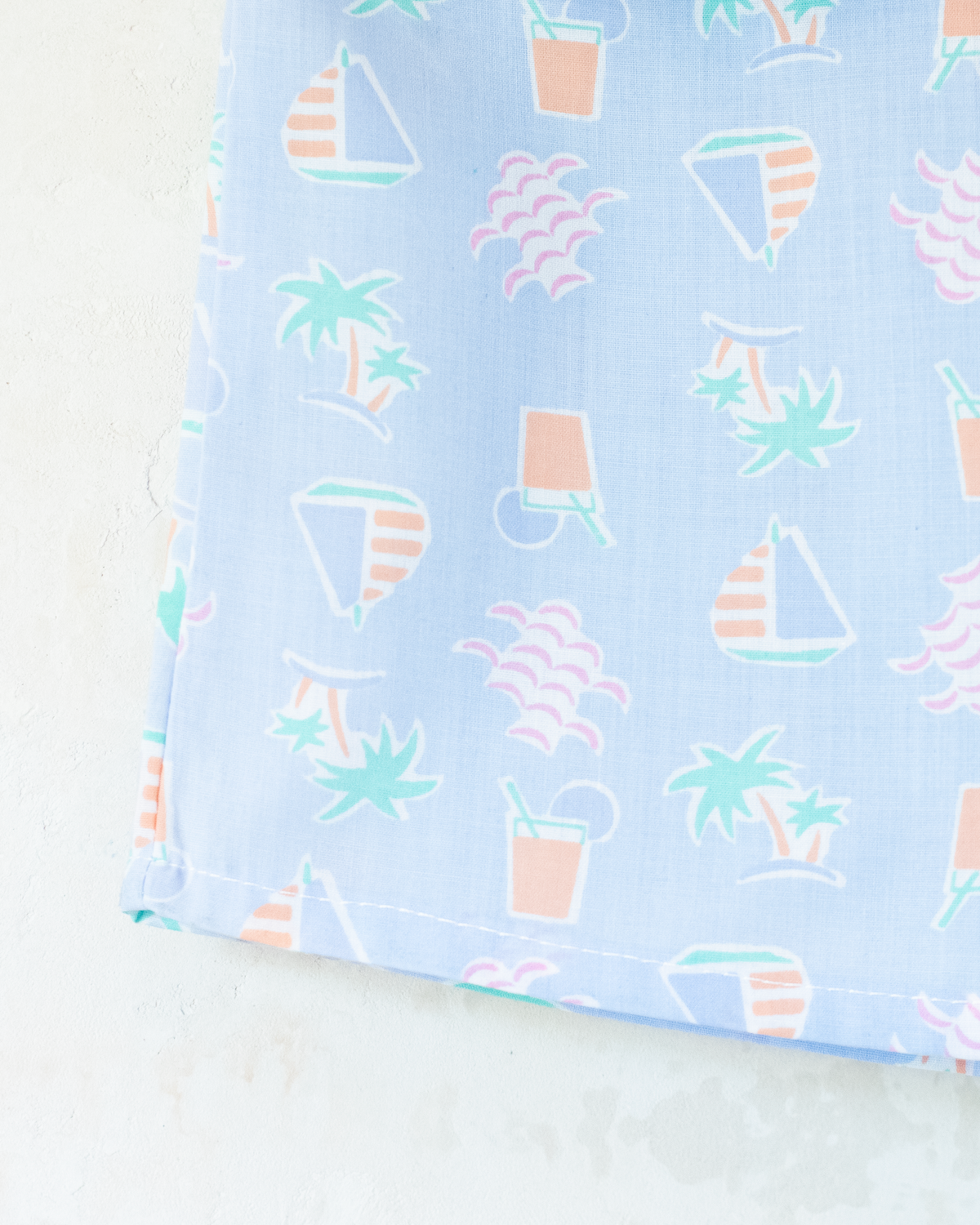 Light blue tank top with summer prints and sailor collar | French dead stock | 2-3 years