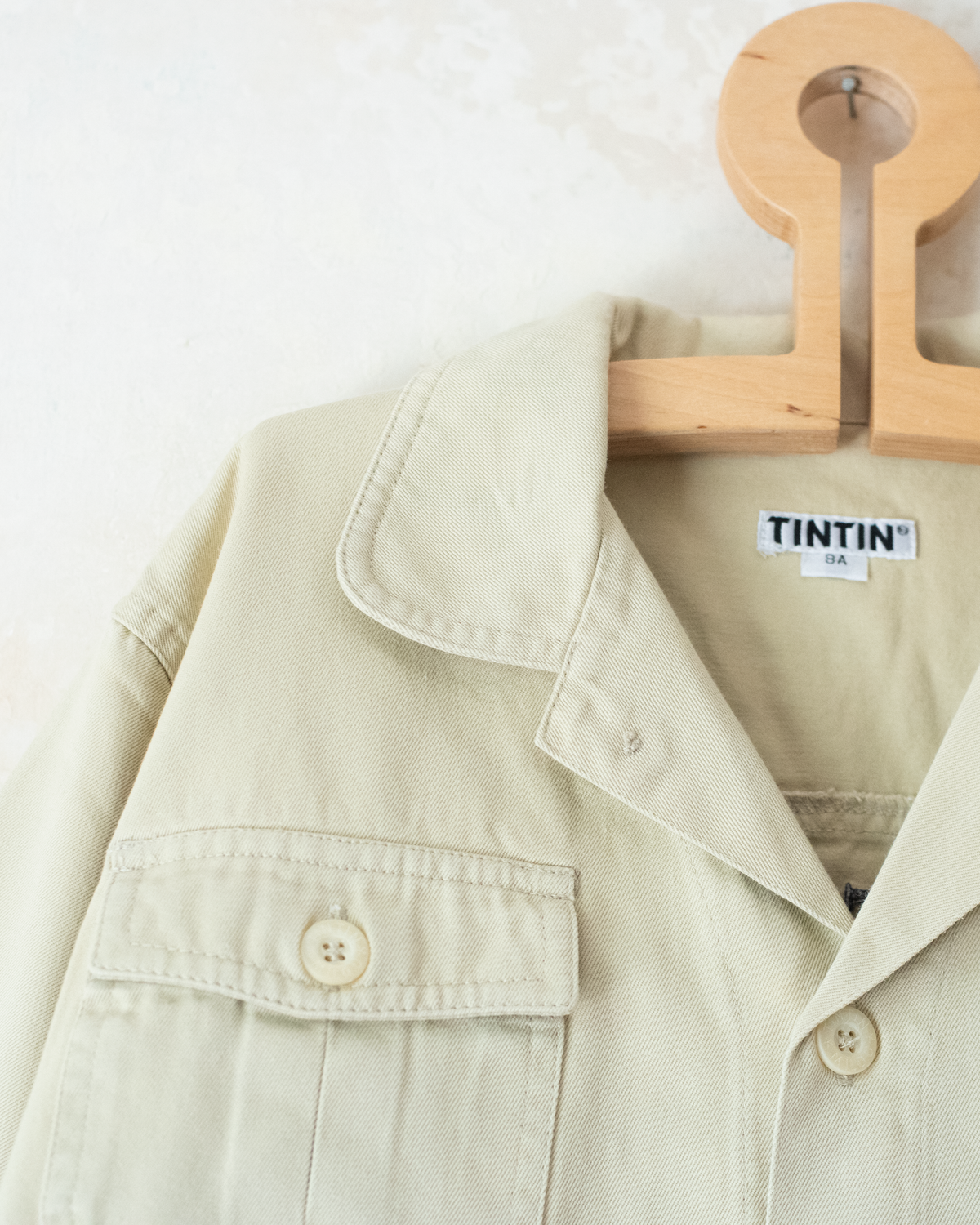 Light khaki jacket with Tintin embroidery | 7-8 years
