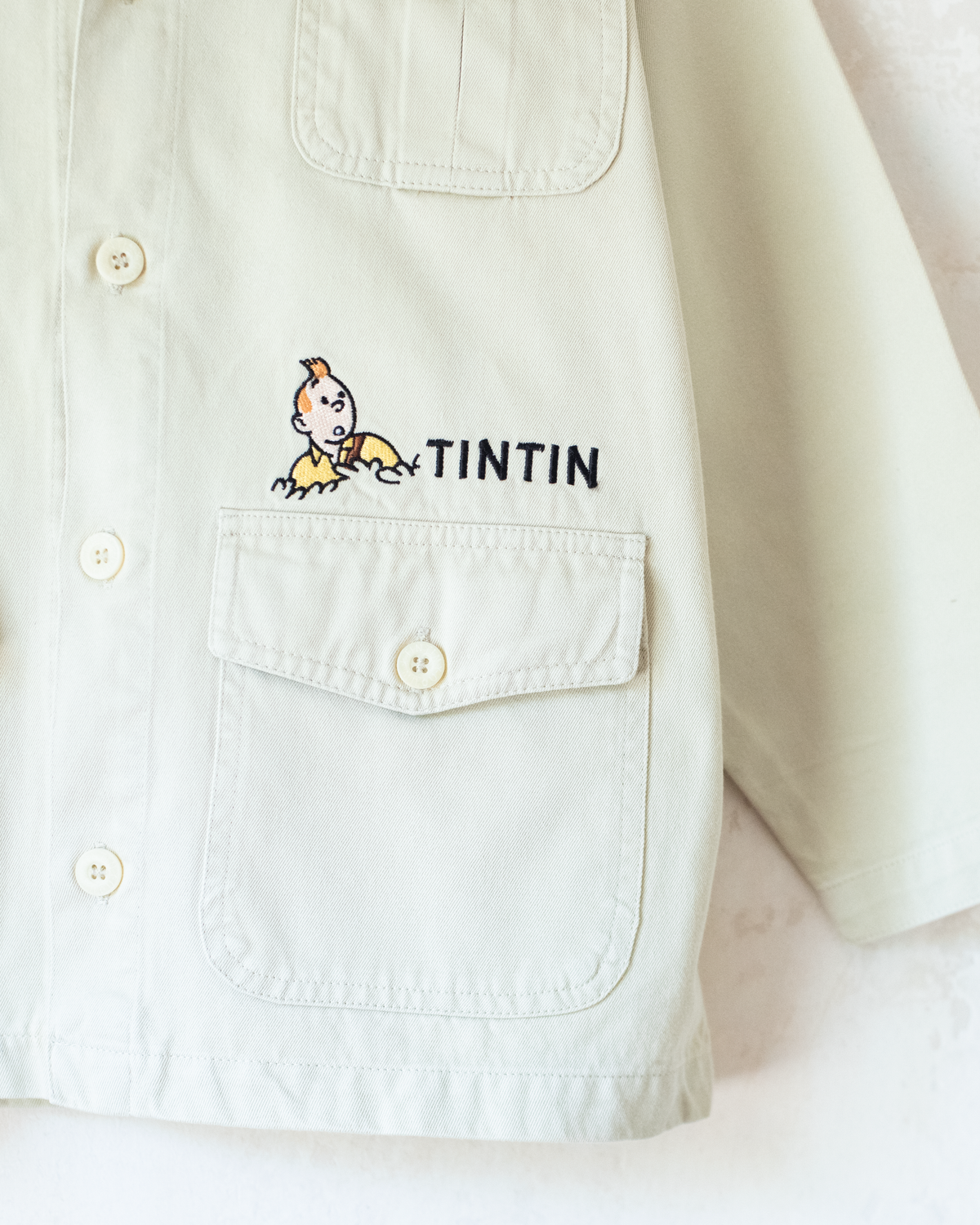 Light khaki jacket with Tintin embroidery | 7-8 years