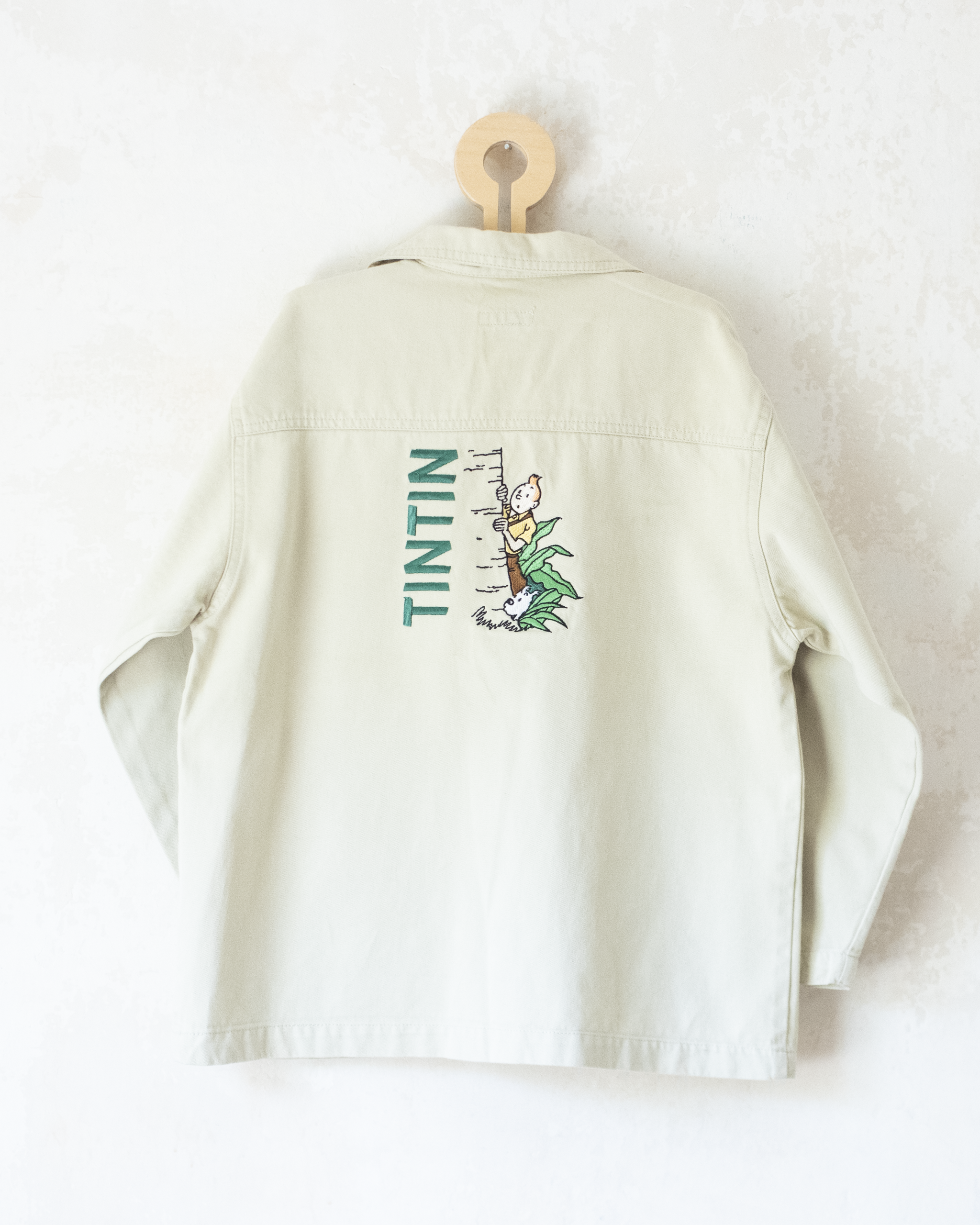 ז׳קט חאקי בהיר עם רקמות של טינטין | 7-8 שנים