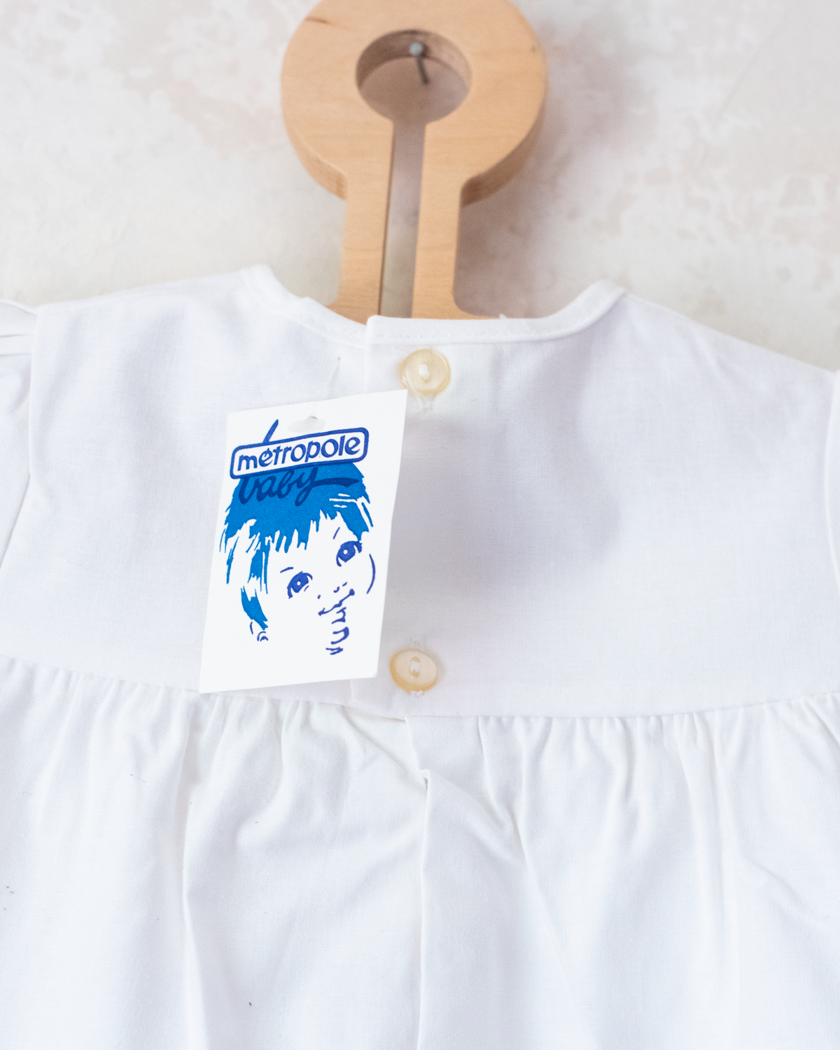 White dress with a child in a sailboat | French deadstock from the 80s | 9-12 months