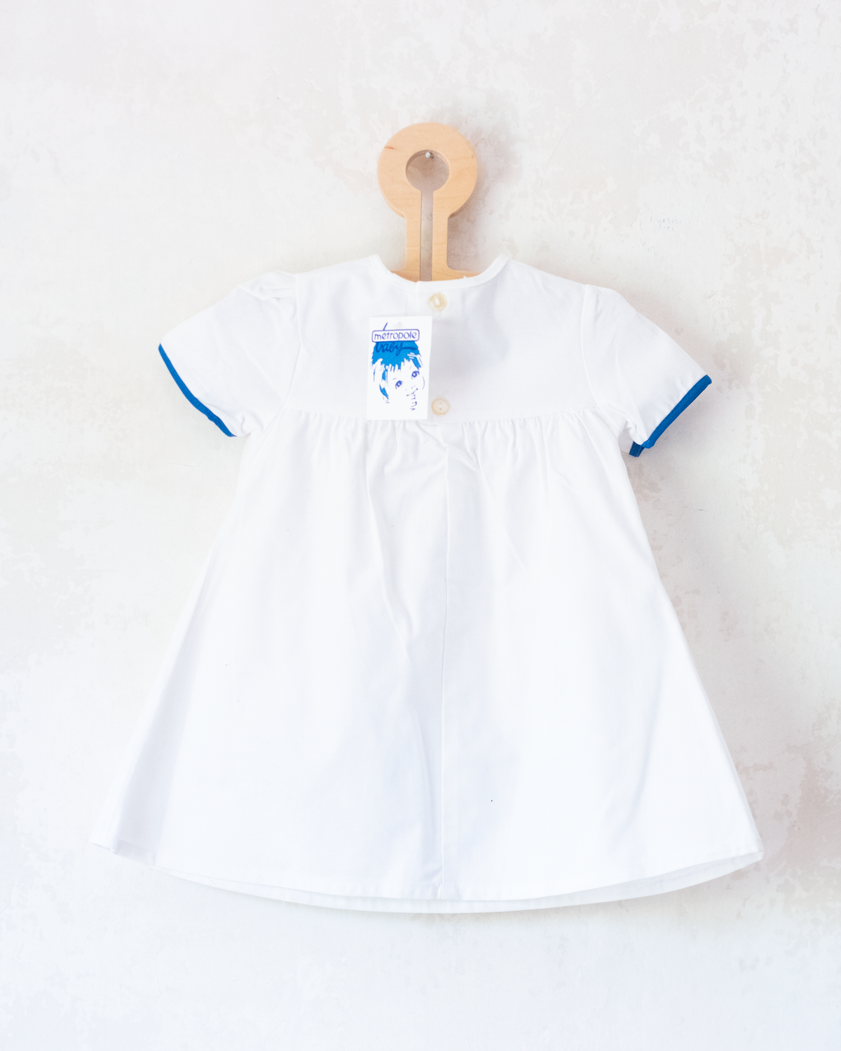 White dress with a child in a sailboat | French deadstock from the 80s | 9-12 months