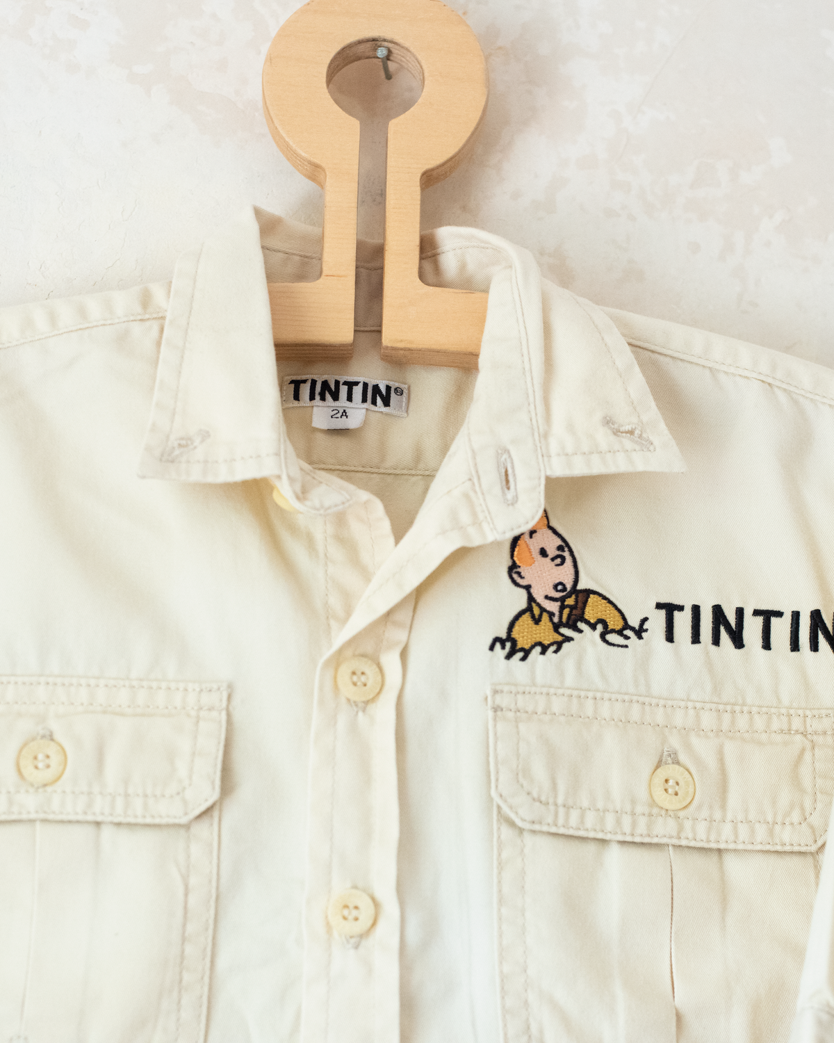 Light khaki Tintin embroidered shirt | 18-24 months
