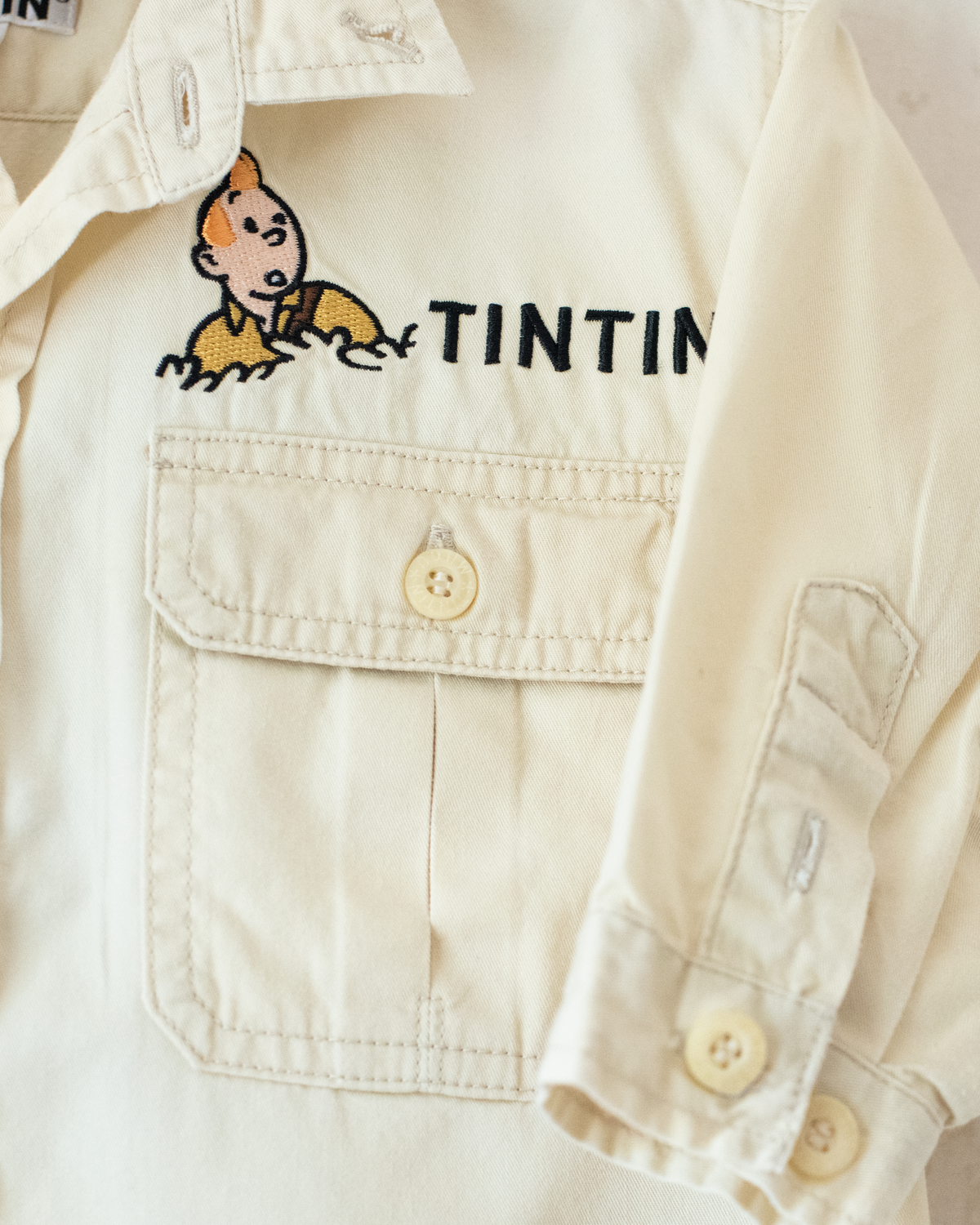 Light khaki Tintin embroidered shirt | 18-24 months
