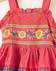 שמלת פרובנס אדומה עם חמניות | 3-4 שנים