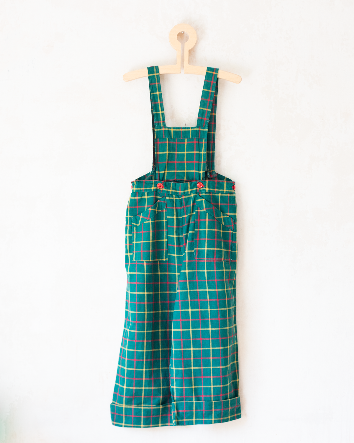 Checked green overalls from the seventies | 5-6 years