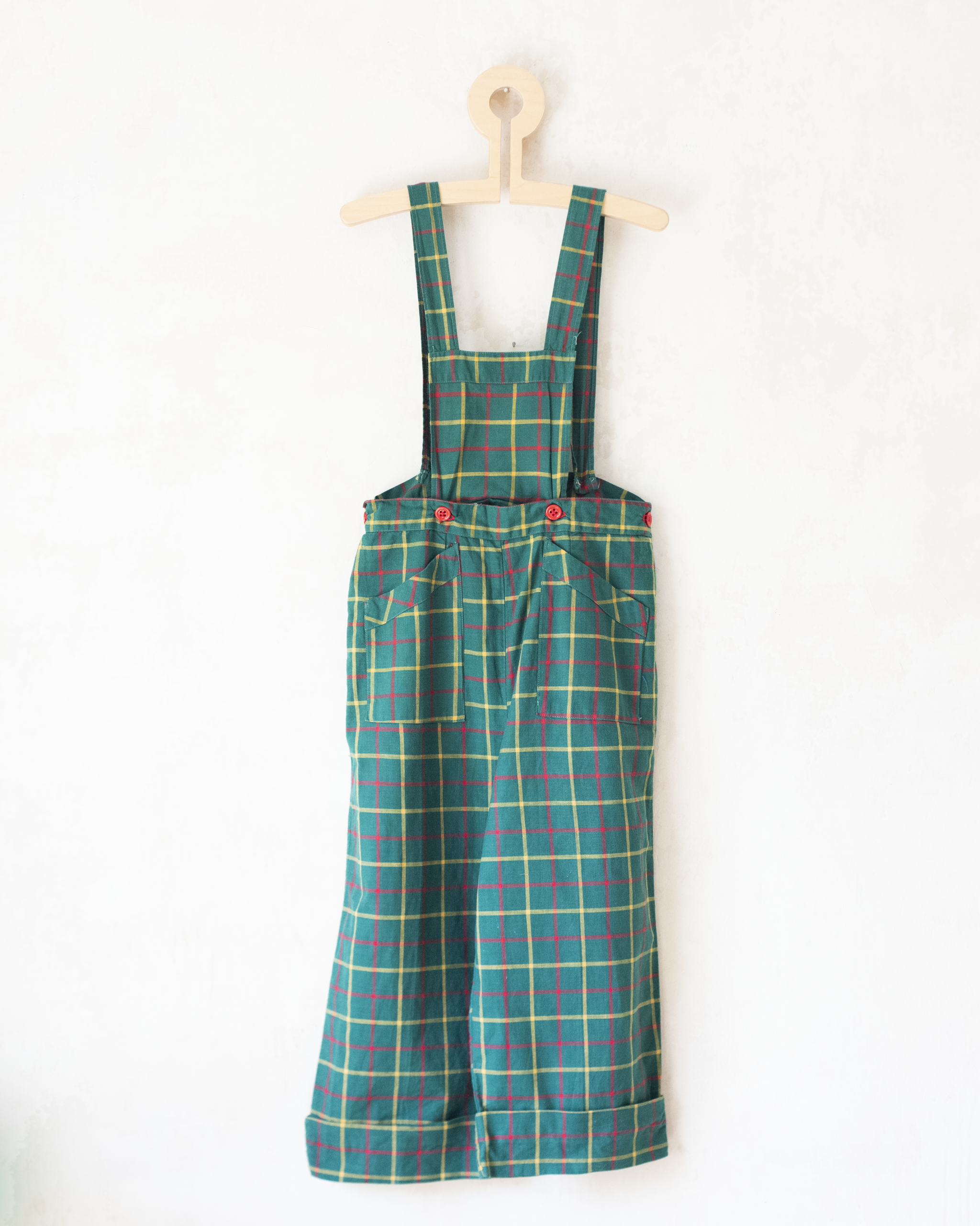 אוברול ירוק משובץ מהסבנטיז | 5-6 שנים