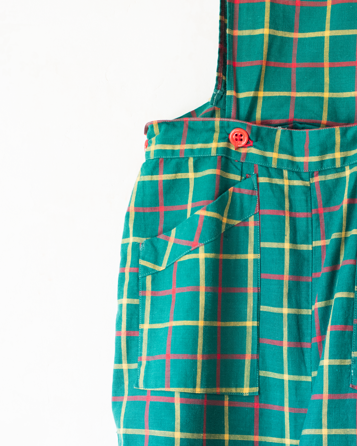 Checked green overalls from the seventies | 5-6 years