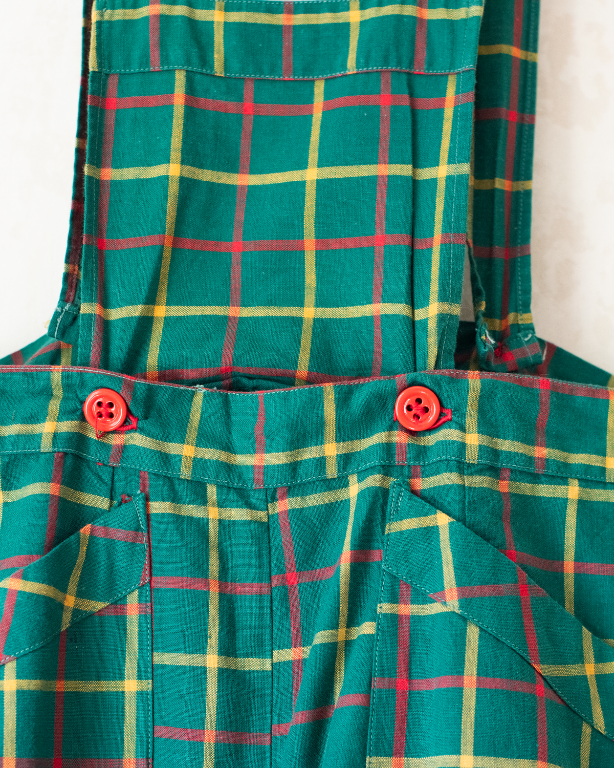 Checked green overalls from the seventies | 5-6 years