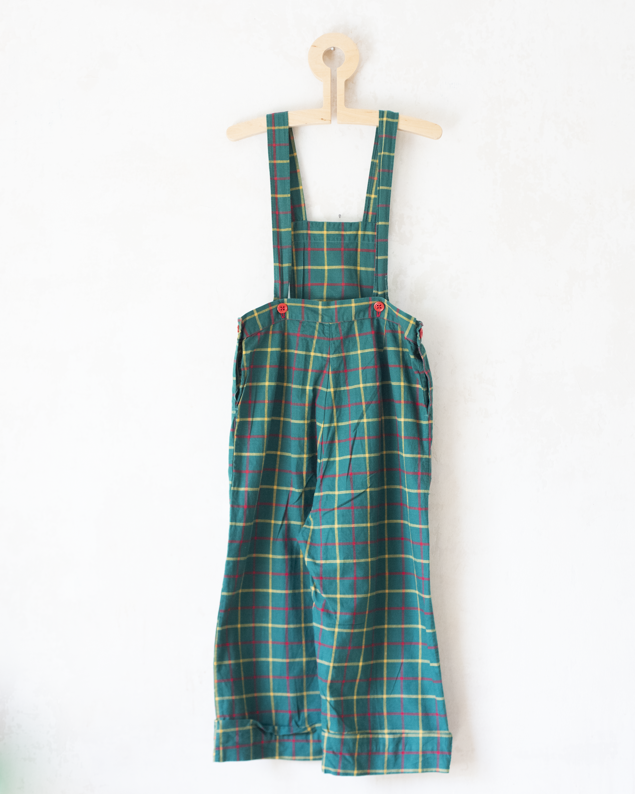 אוברול ירוק משובץ מהסבנטיז | 5-6 שנים