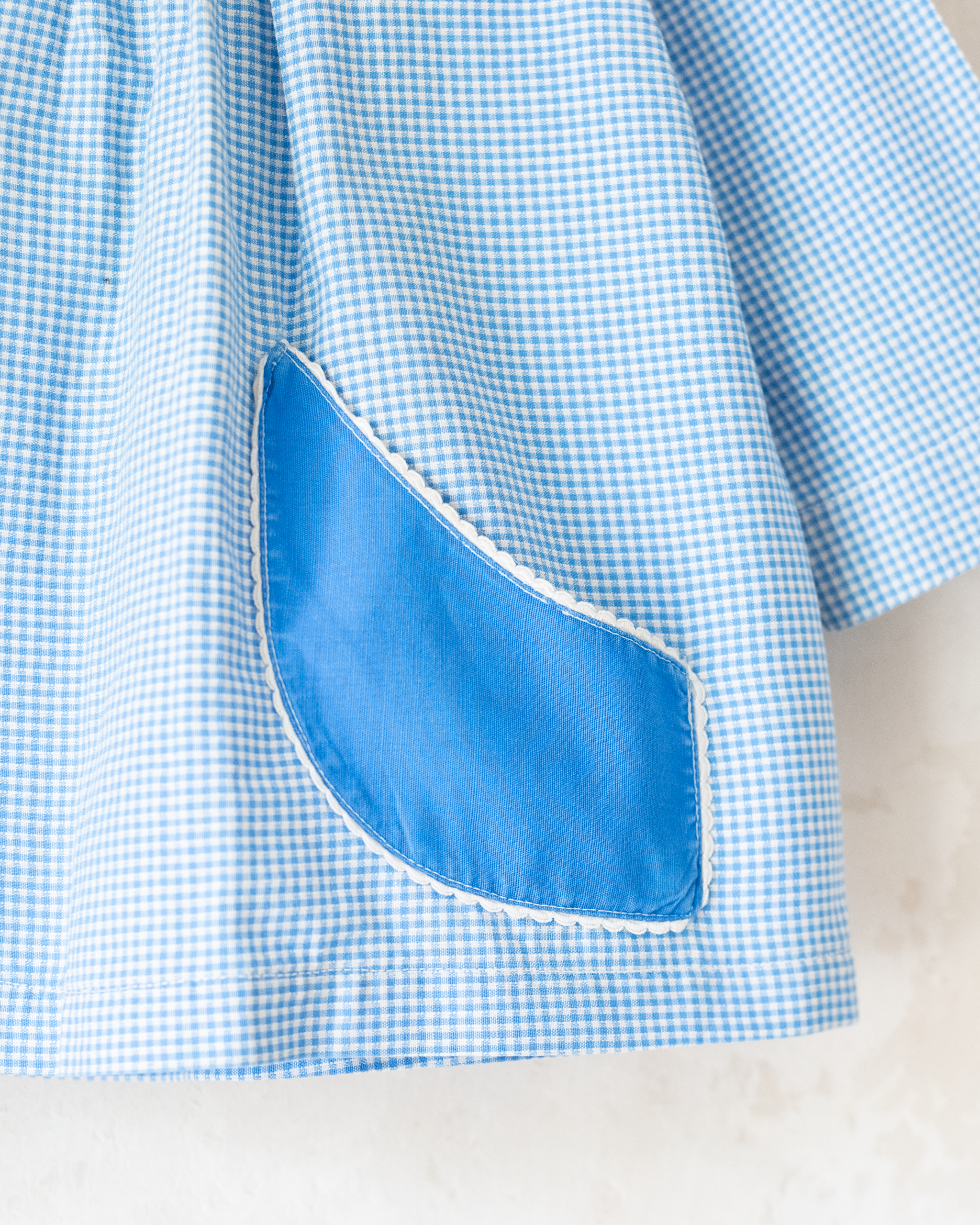 חולצה ארוכה משובצת עם ארנבים רקומים  | דד סטוק צרפתי מהסבנטיז | 3-4 שנים