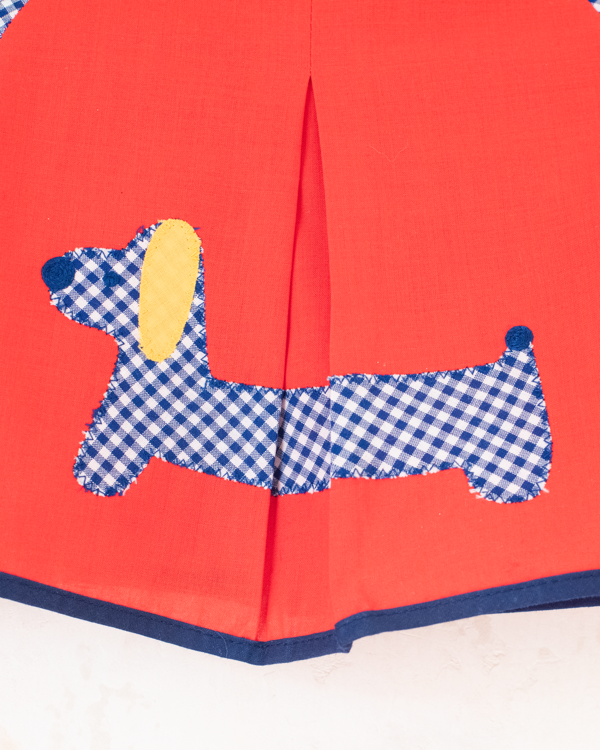Checkered shirt with a dachshund dog | French deadstock from the sixties | 3-6 months