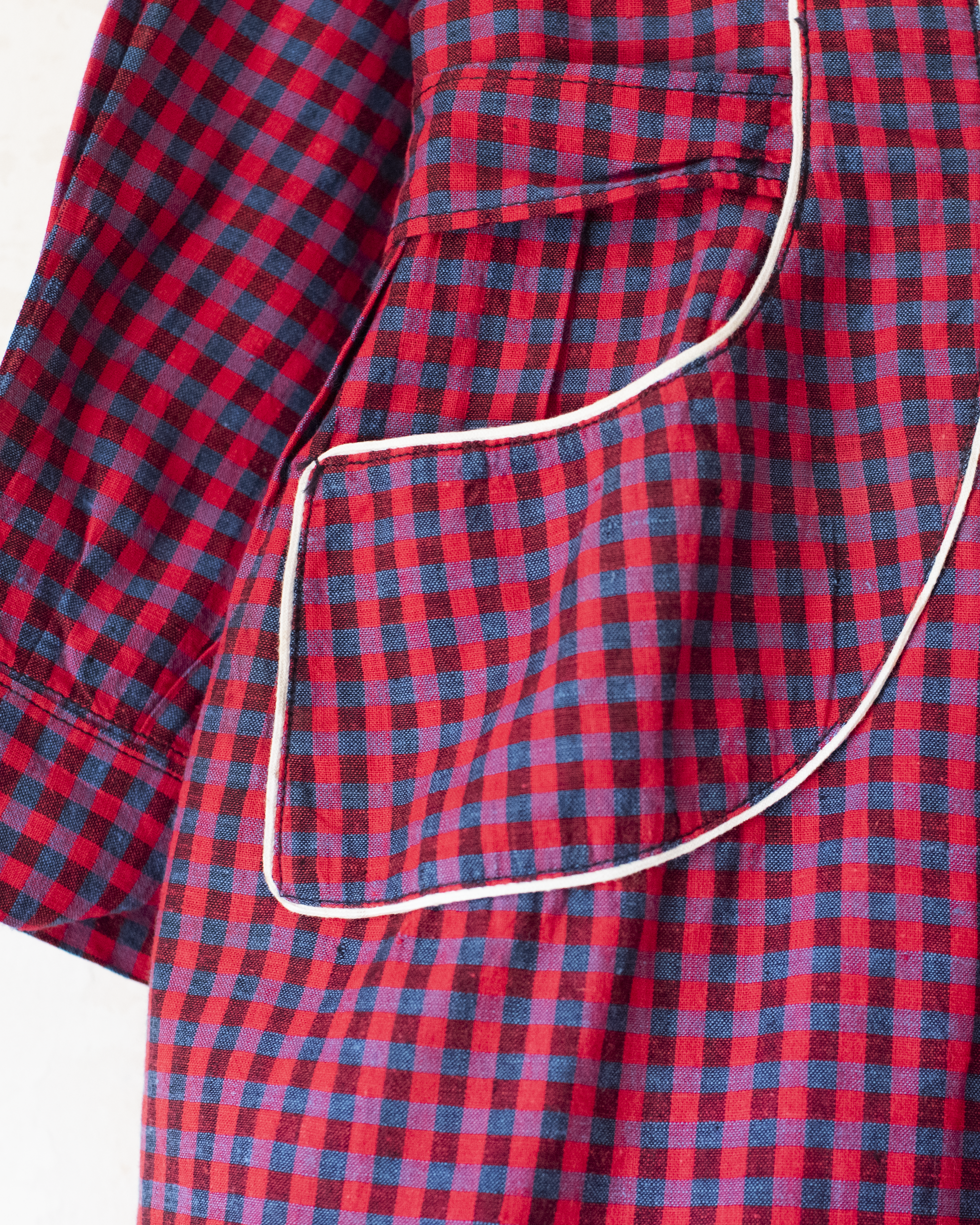 טוניקה משובצת בגווני אדום | דד סטוק צרפתי מהסבנטיז | 3-4 שנים