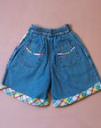 מכנסי ג׳ינס קצרים עם משבצות צבעוניות | 4-5 שנים