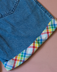 מכנסי ג׳ינס קצרים עם משבצות צבעוניות | 4-5 שנים
