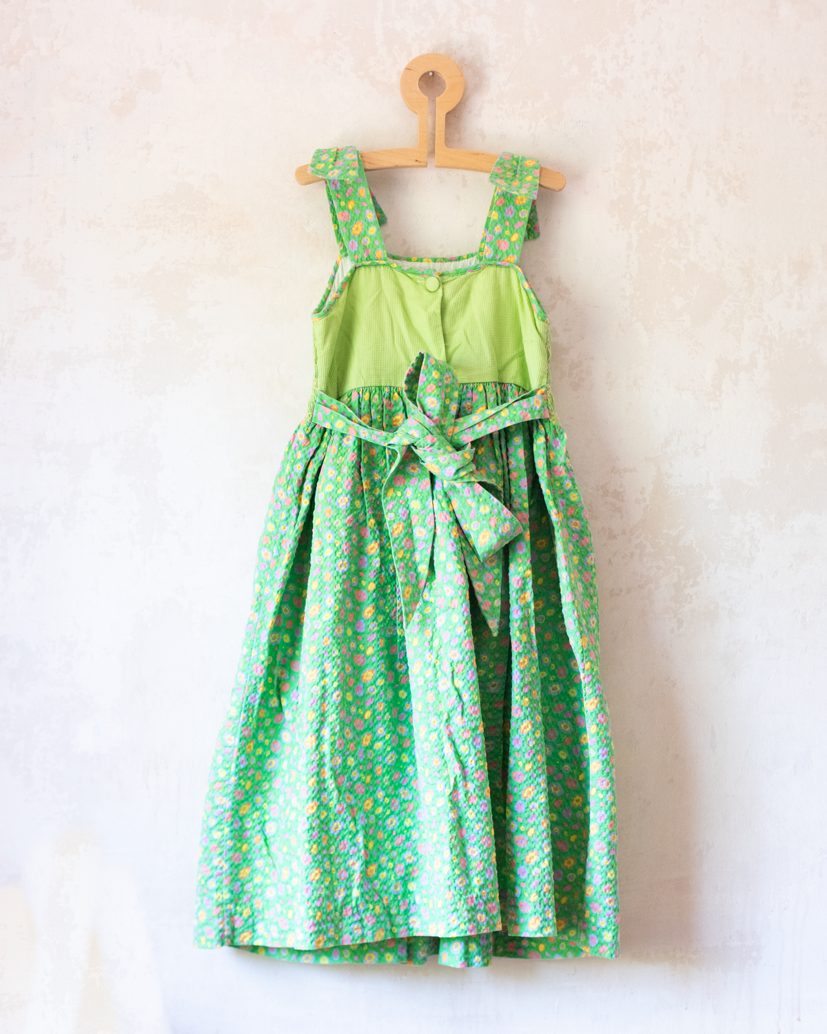 Green floral dress with ruffles and flower embroidery | 11-12 years