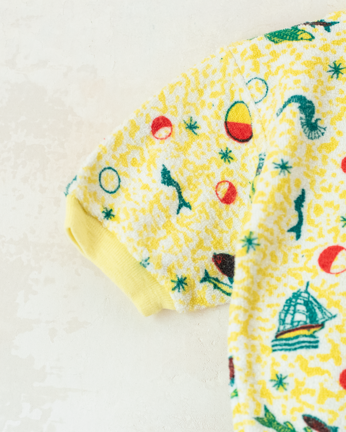 Yellow toweling t-shirt with summer prints | 2-3 years