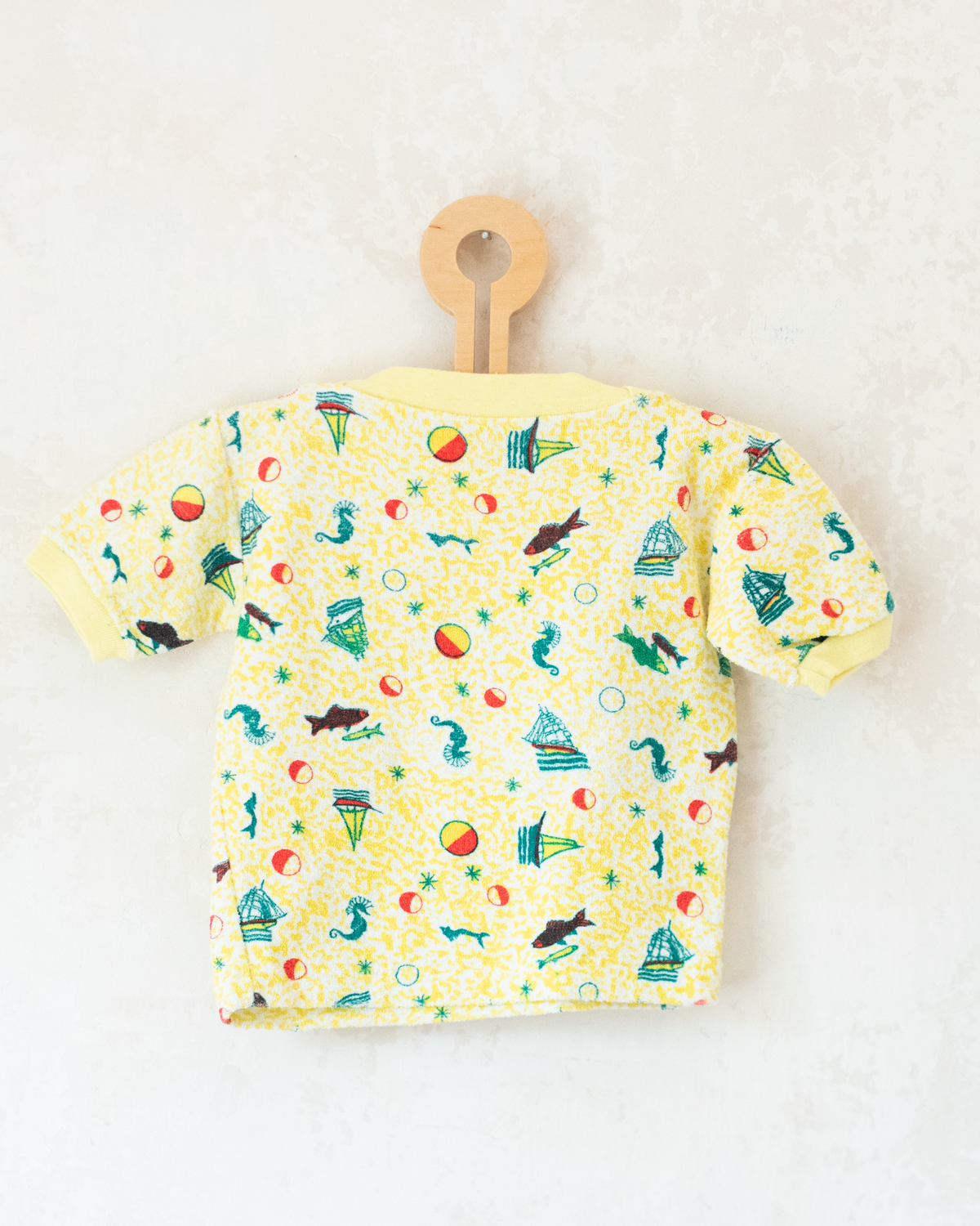 Yellow toweling t-shirt with summer prints | 2-3 years