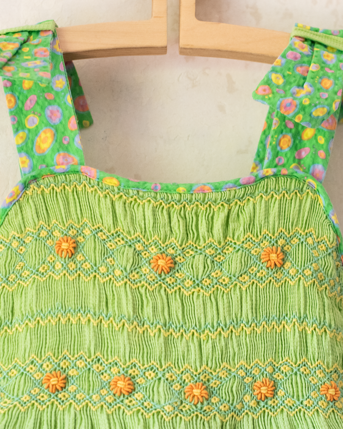 Green floral dress with ruffles and flower embroidery | 11-12 years