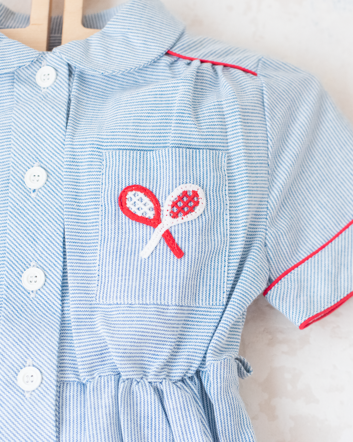 French striped dress with tennis rackets | 2-3 years