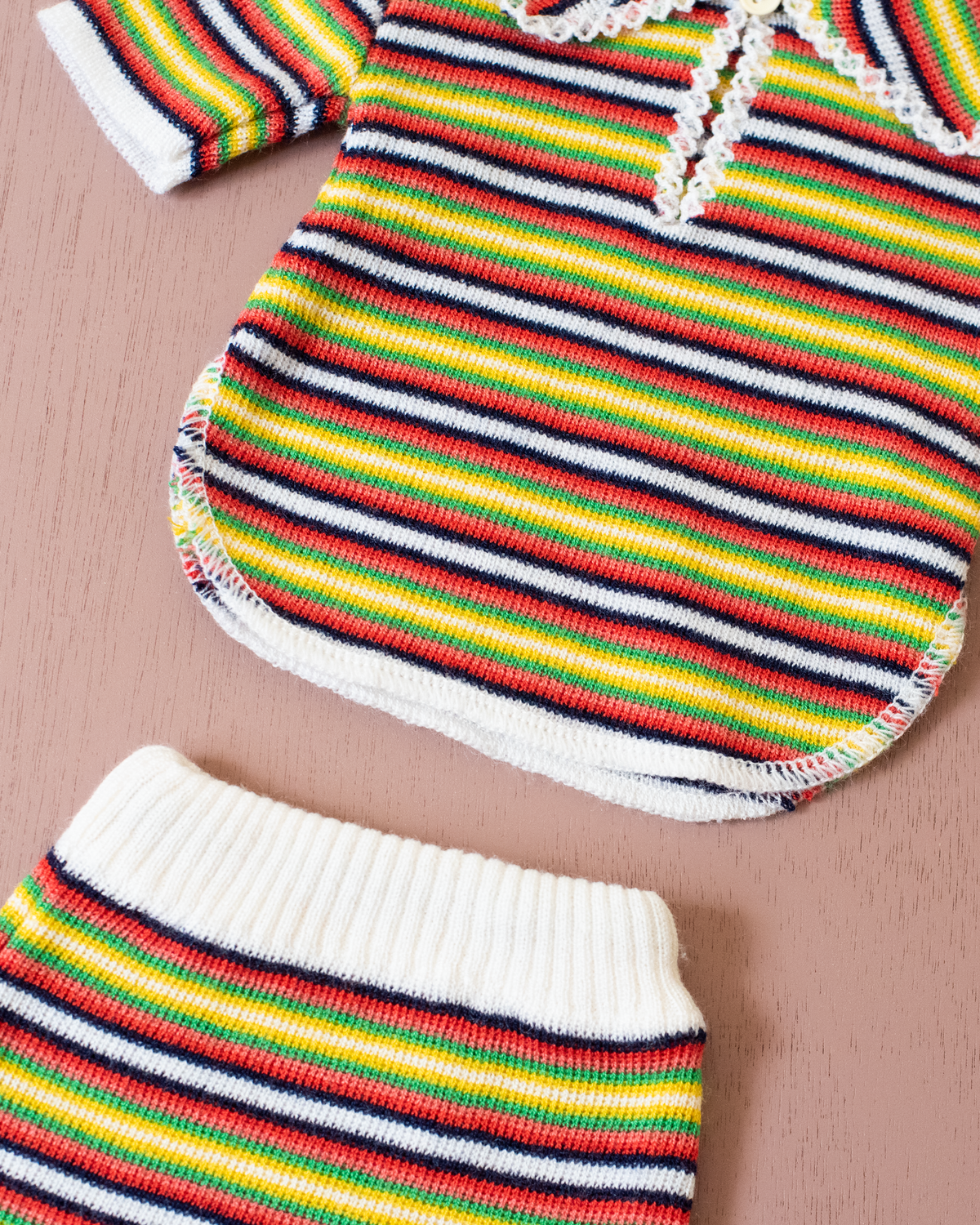 Knitted set with colorful stripes | 0-3 months