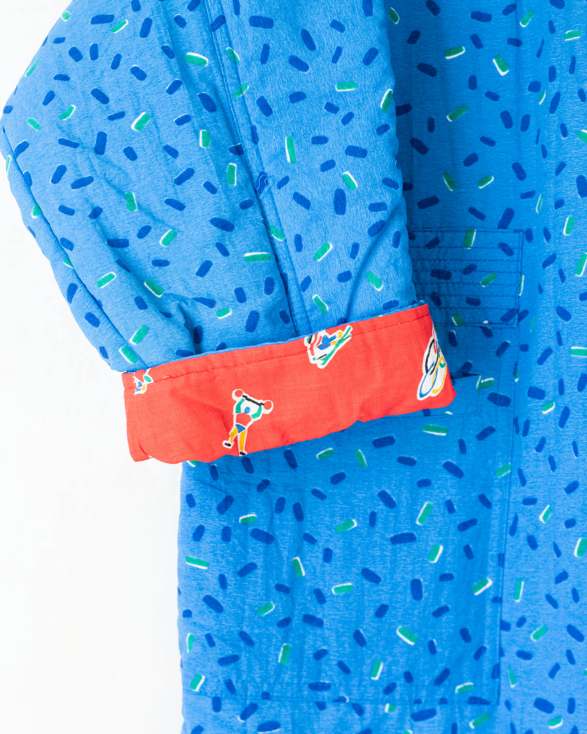 Blue coat with colorful red lining | Spanish deadstock | 10-11 years