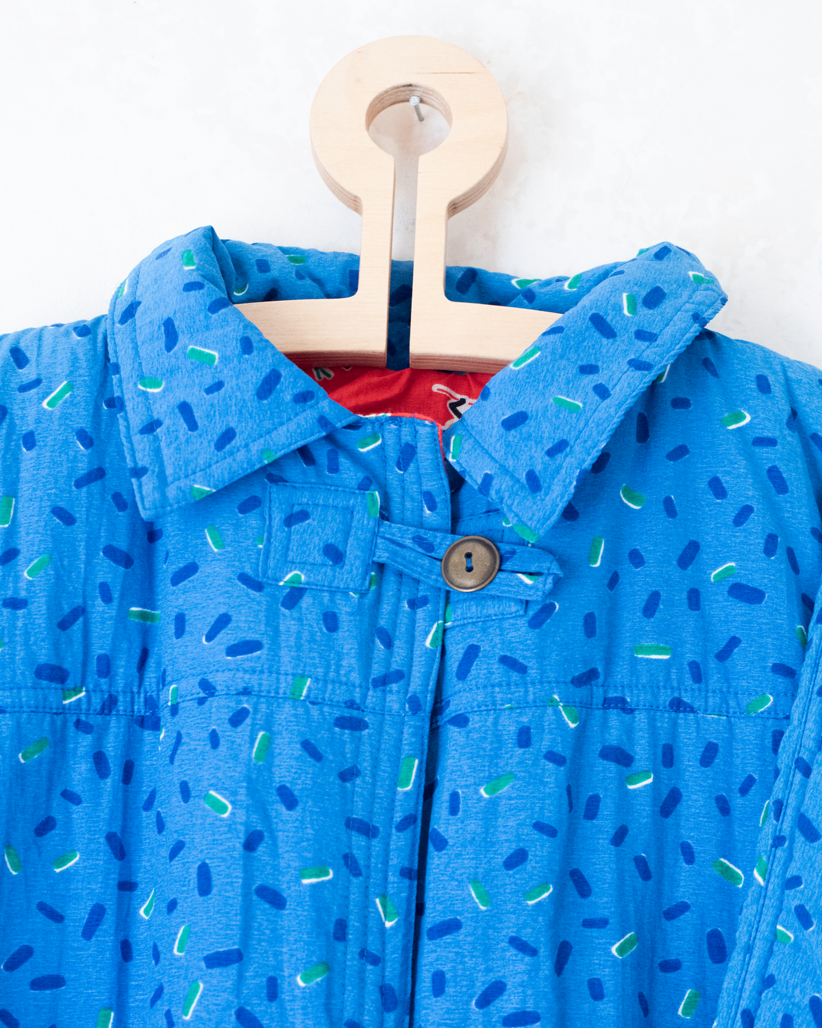 Blue coat with colorful red lining | Spanish deadstock | 10-11 years