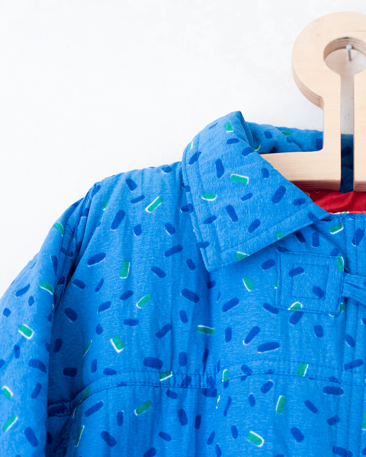 Blue coat with colorful red lining | Spanish deadstock | 10-11 years