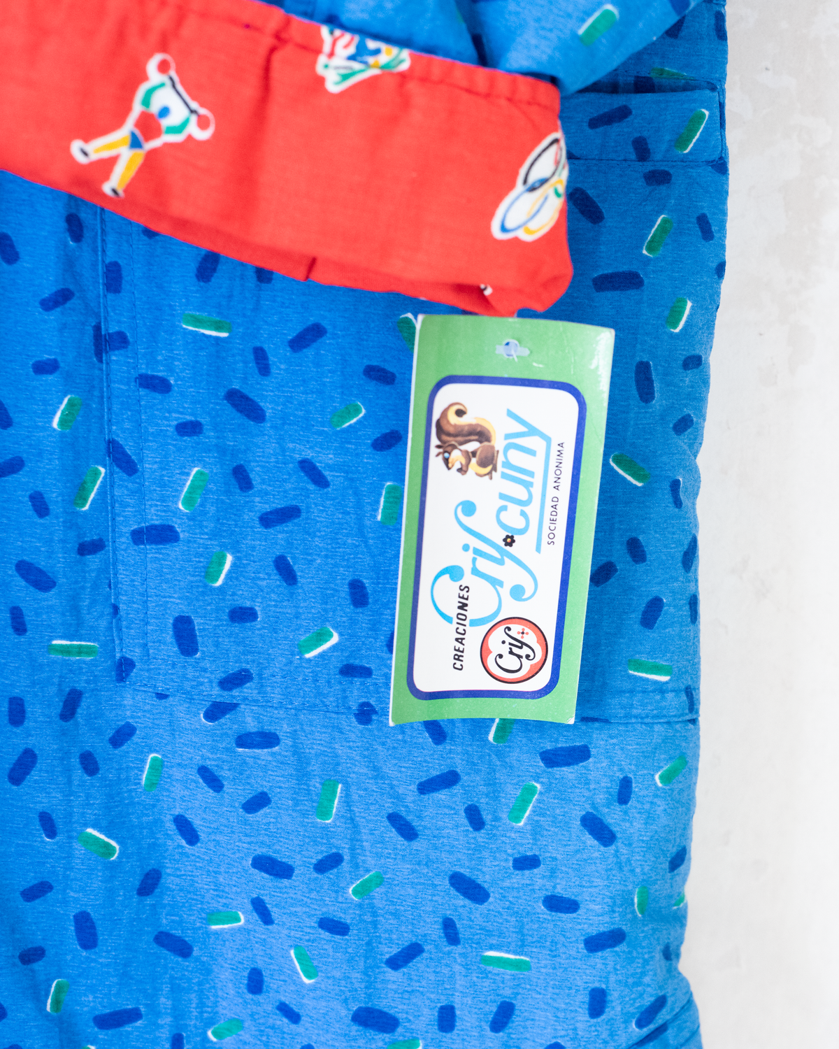 Blue coat with colorful red lining | Spanish deadstock | 10-11 years