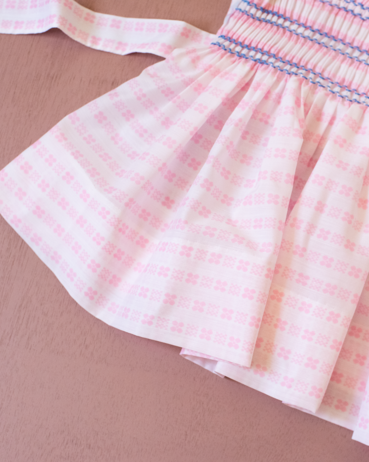 Pink dress with ruffles and flowers | French deadstock | 9-12 months