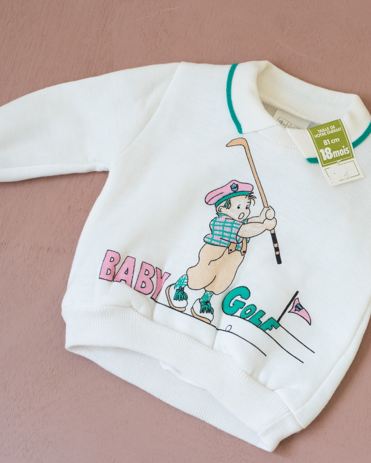 White golfer sweatshirt | 12-18 months