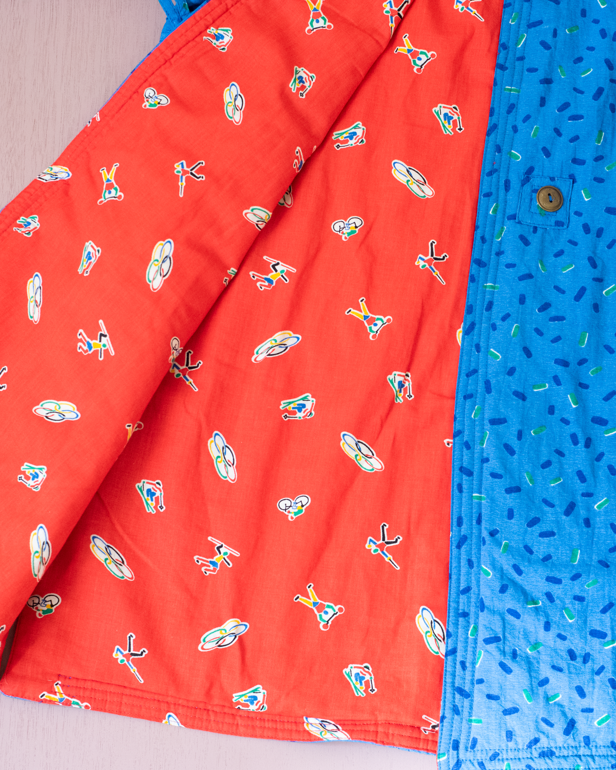 Blue coat with colorful red lining | Spanish deadstock | 10-11 years