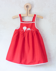שמלה אדומה עם בית ועץ רקומים | 18-24 חודשים
