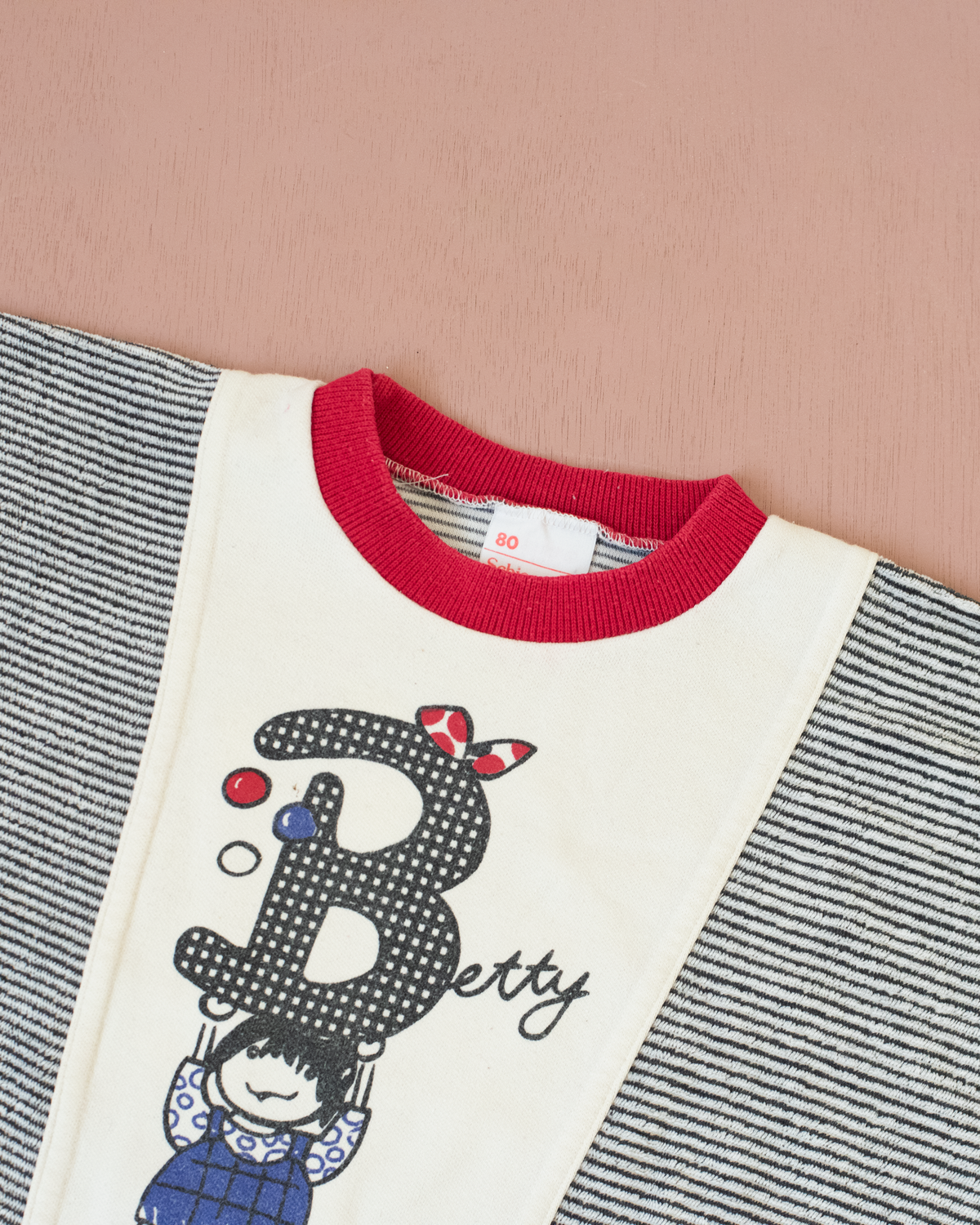 80s striped towelling sweatshirt | 12-18 months