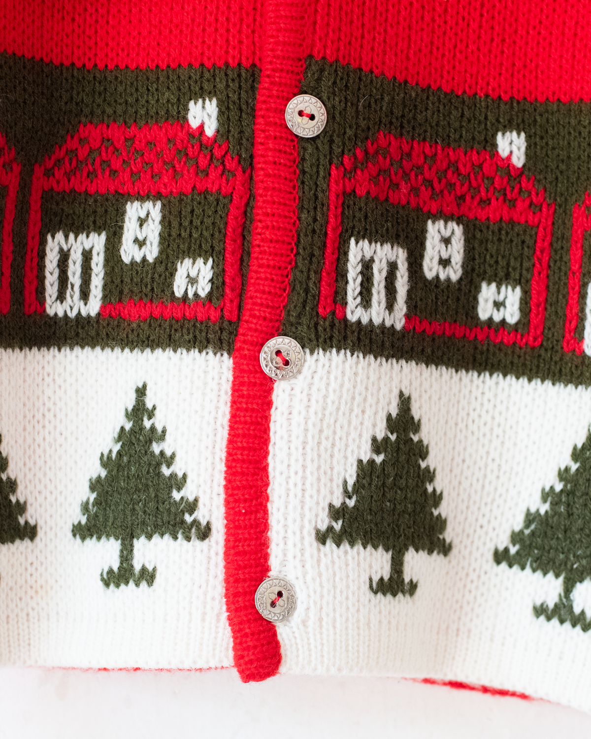 Knitted cardigan with houses and fir trees | Deadstock Spanish | 4-5 years