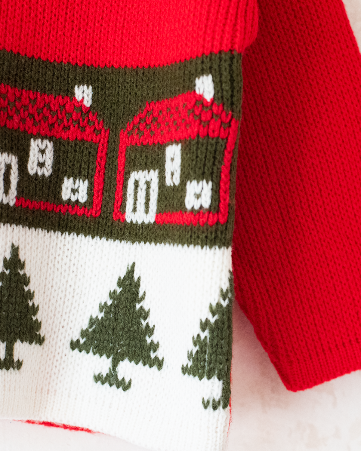 Knitted cardigan with houses and fir trees | Deadstock Spanish | 4-5 years