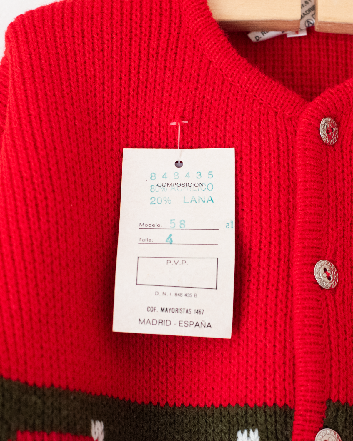 Knitted cardigan with houses and fir trees | Deadstock Spanish | 4-5 years