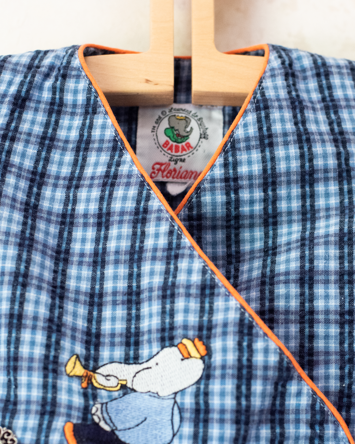 King Bebar Mechzeretz Embroidered Plaid Wrap Dress | 12-18 Months