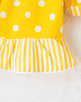 חולצת בטן צהובה עם פסים ונקודות | 10-11 שנים