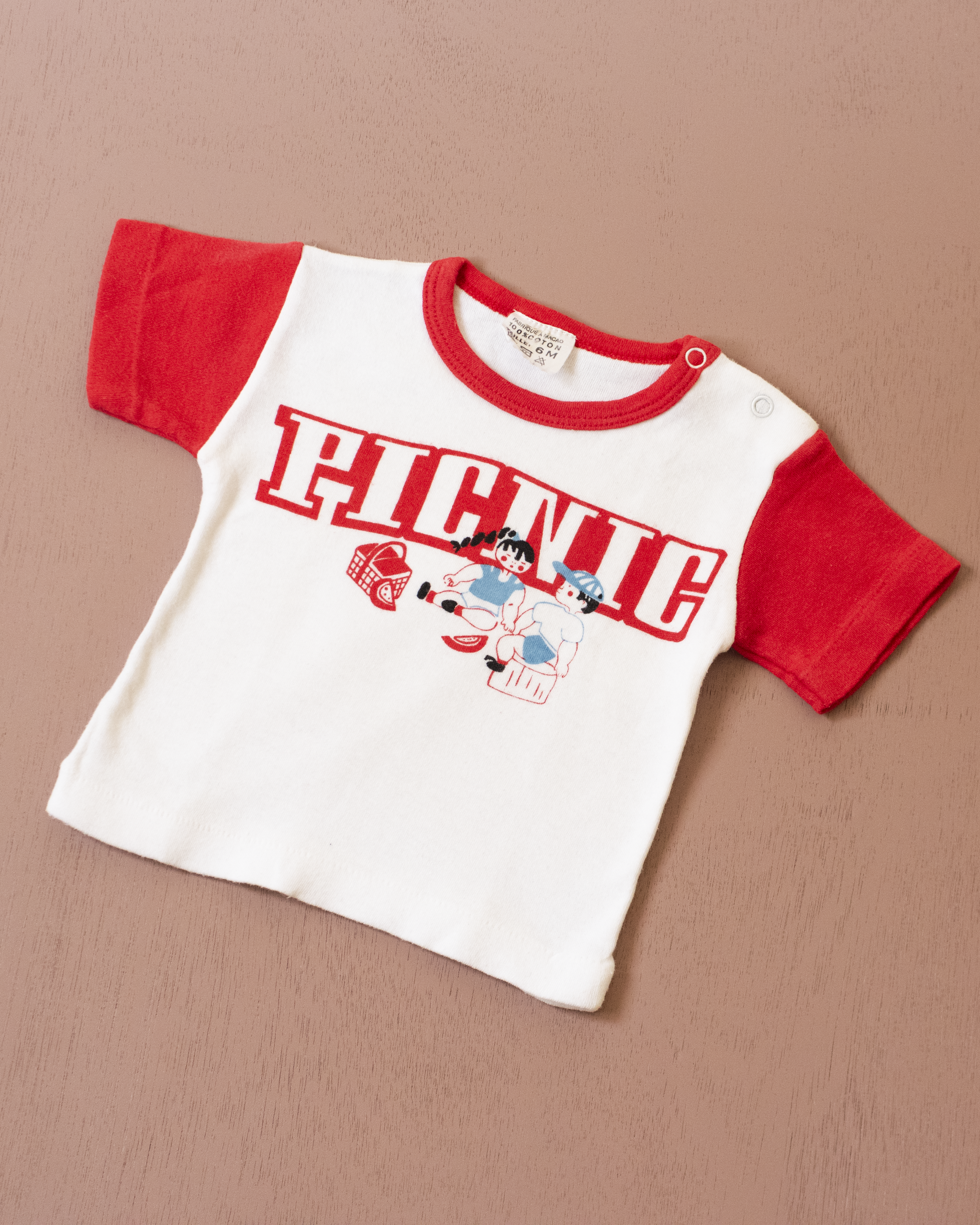 Red Ringer T with Picnic | 3-6 months