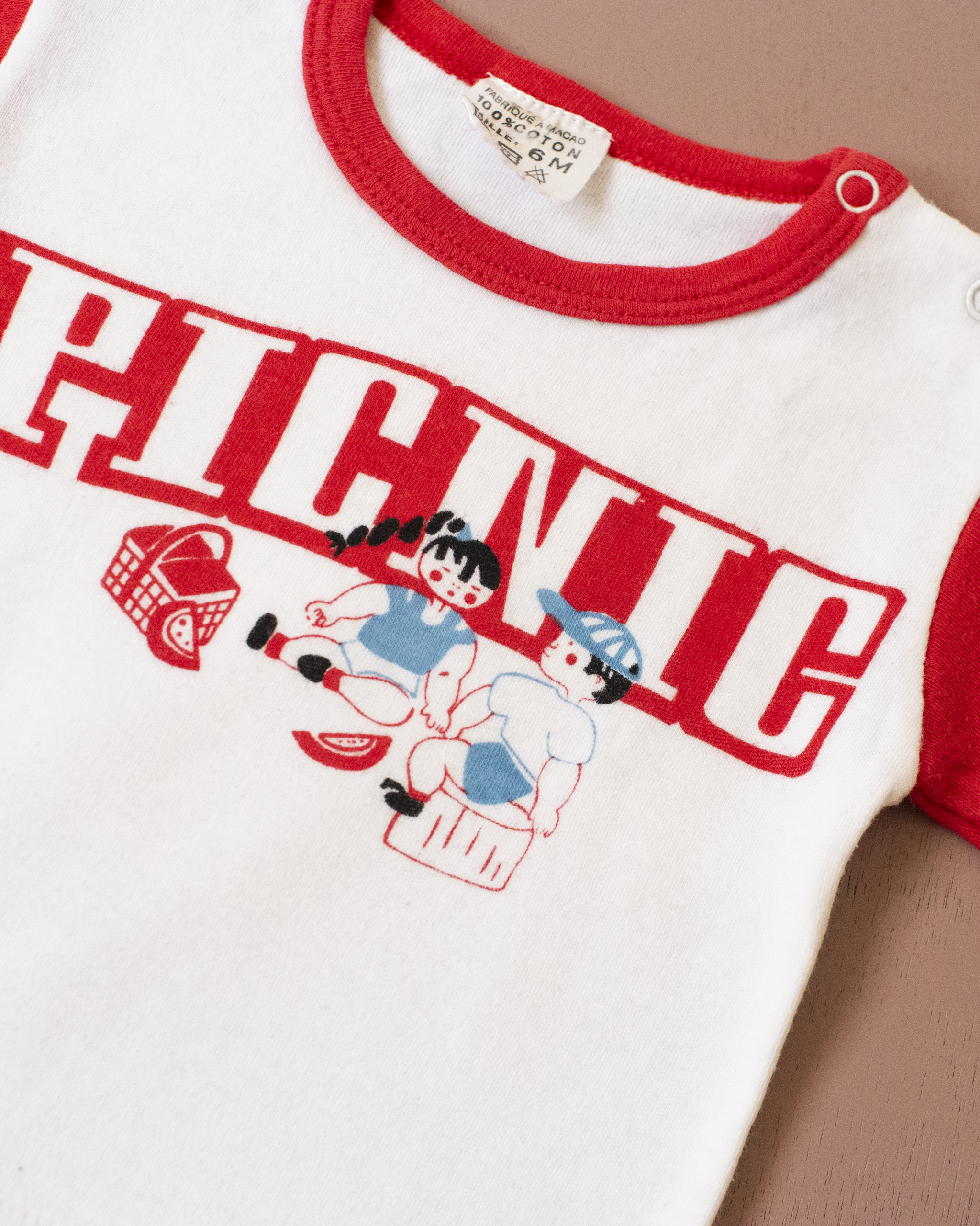 Red Ringer T with Picnic | 3-6 months