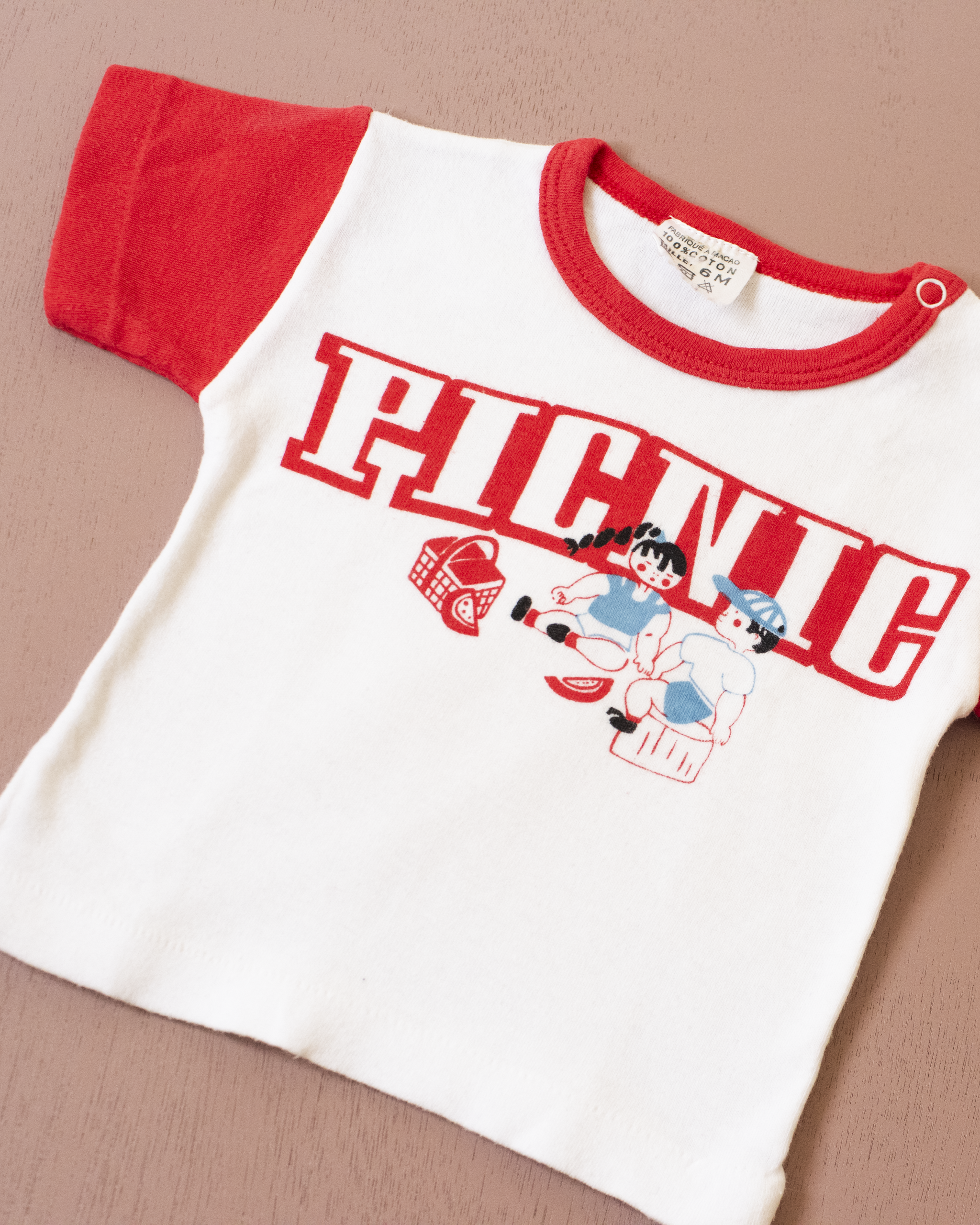 Red Ringer T with Picnic | 3-6 months