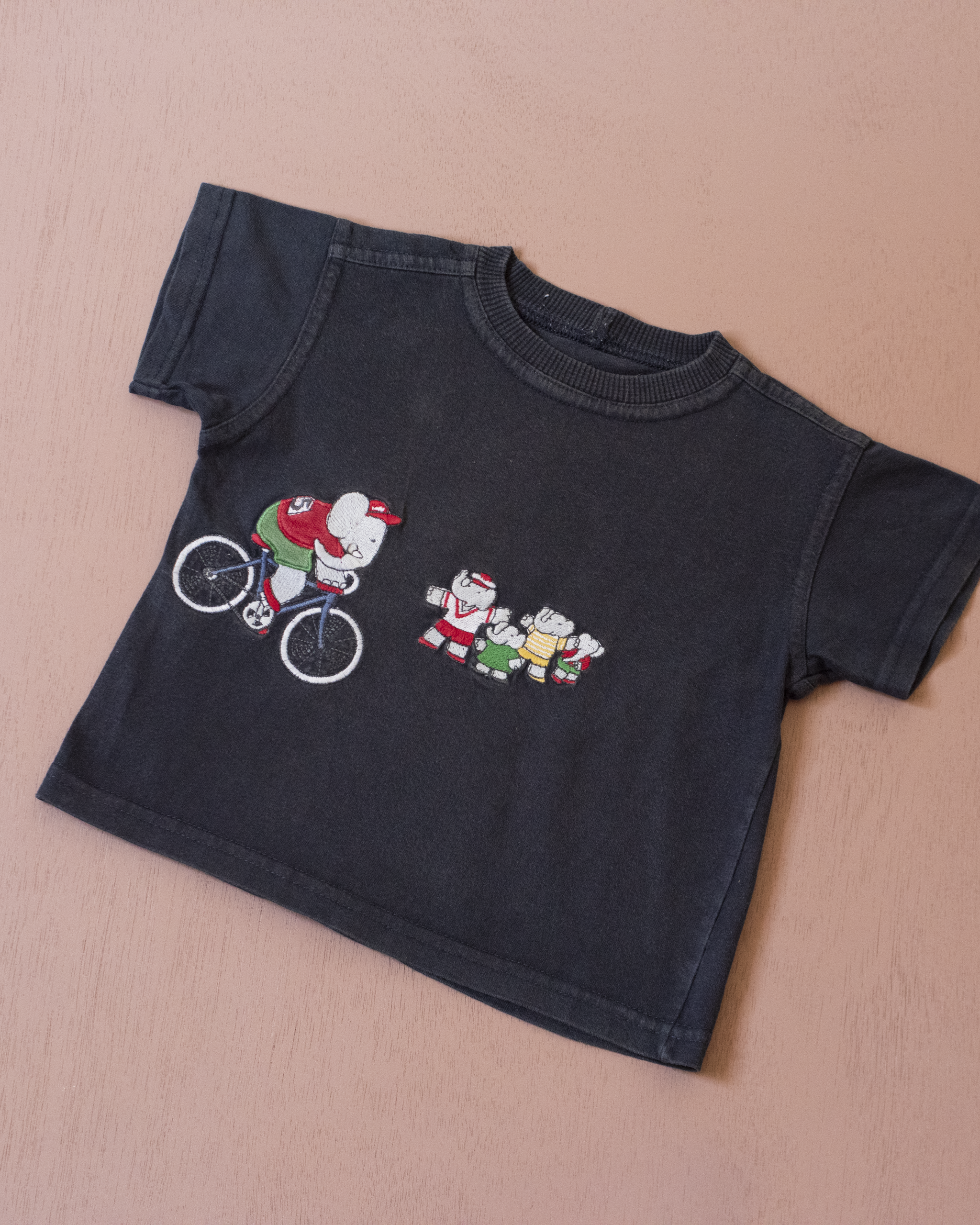Blue T-shirt with Babar the King embroidery | 12-18 months