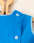 Blue tank top from the sixties with an embroidered rooster | 12-18 months