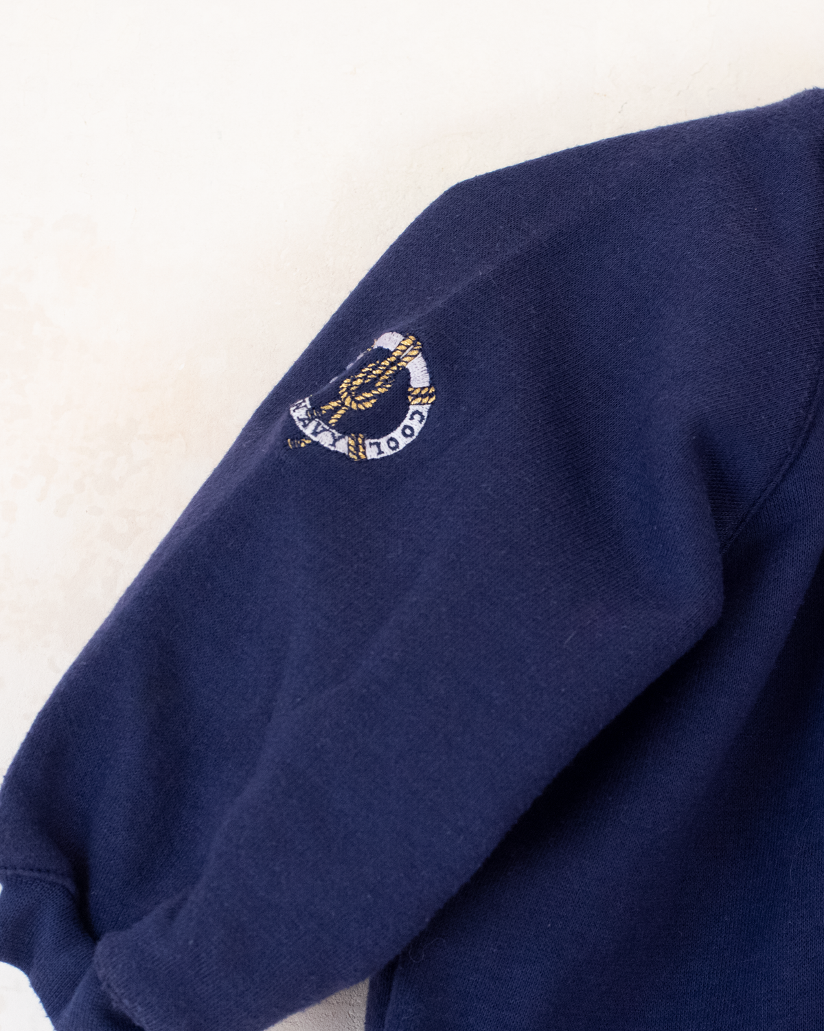 Blue sweatshirt with blue and gold embroidered anchor | 12-18 months