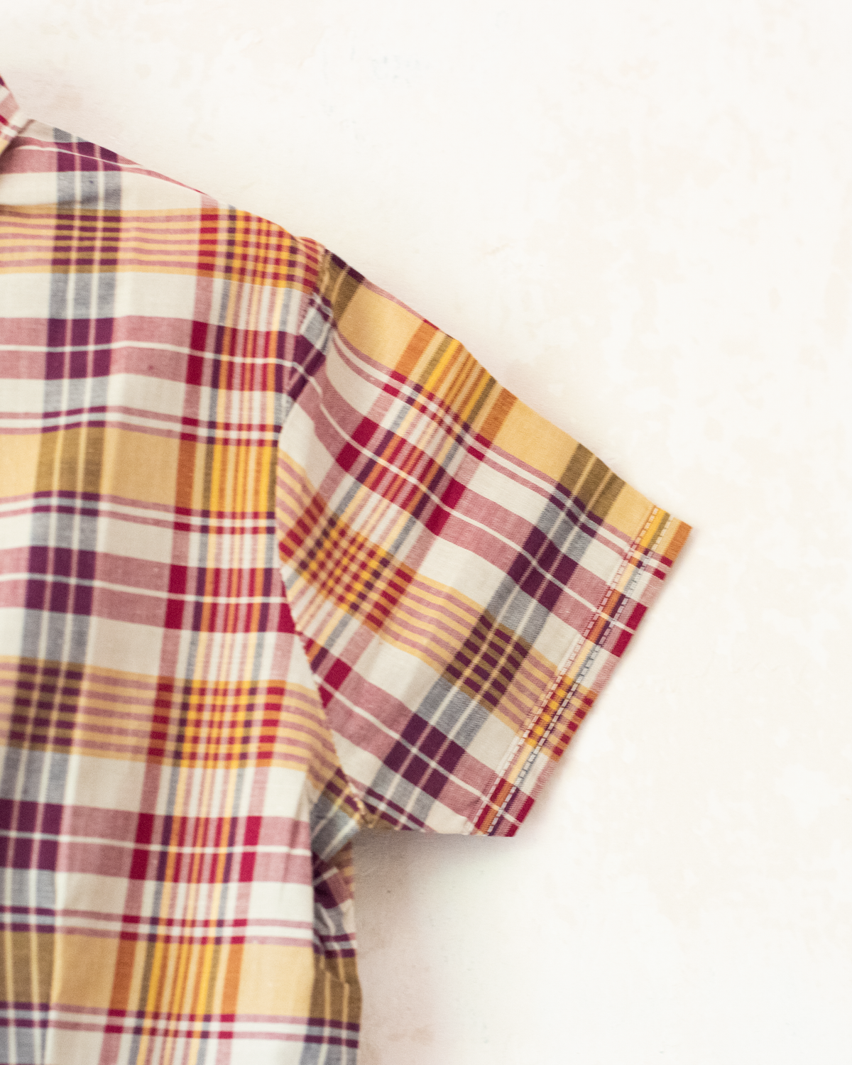 Plaid dress in shades of beige and burgundy | French dead stock | 4-5 years