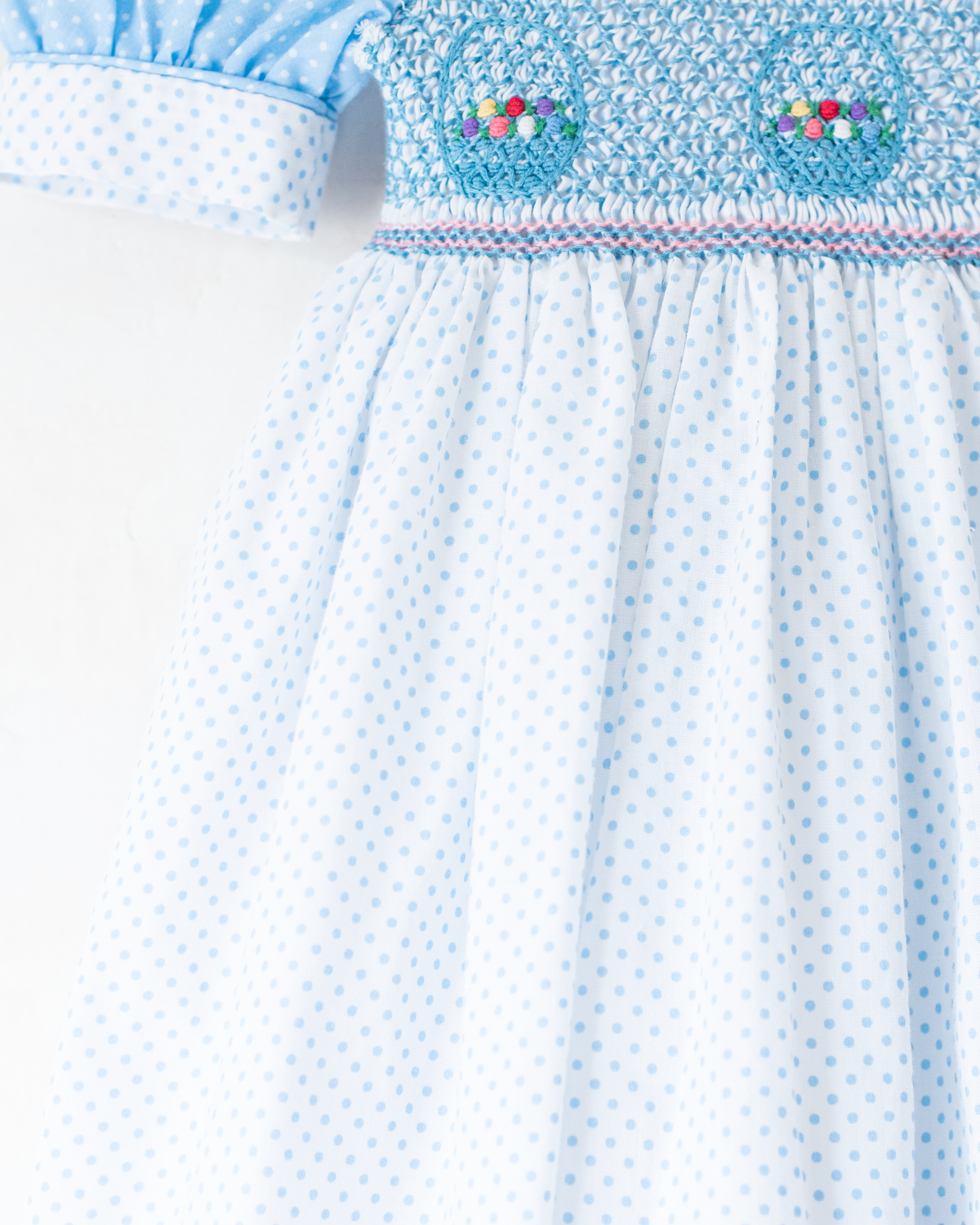 Polka dot dress with ruffles and floral embroidery | 3-4 years