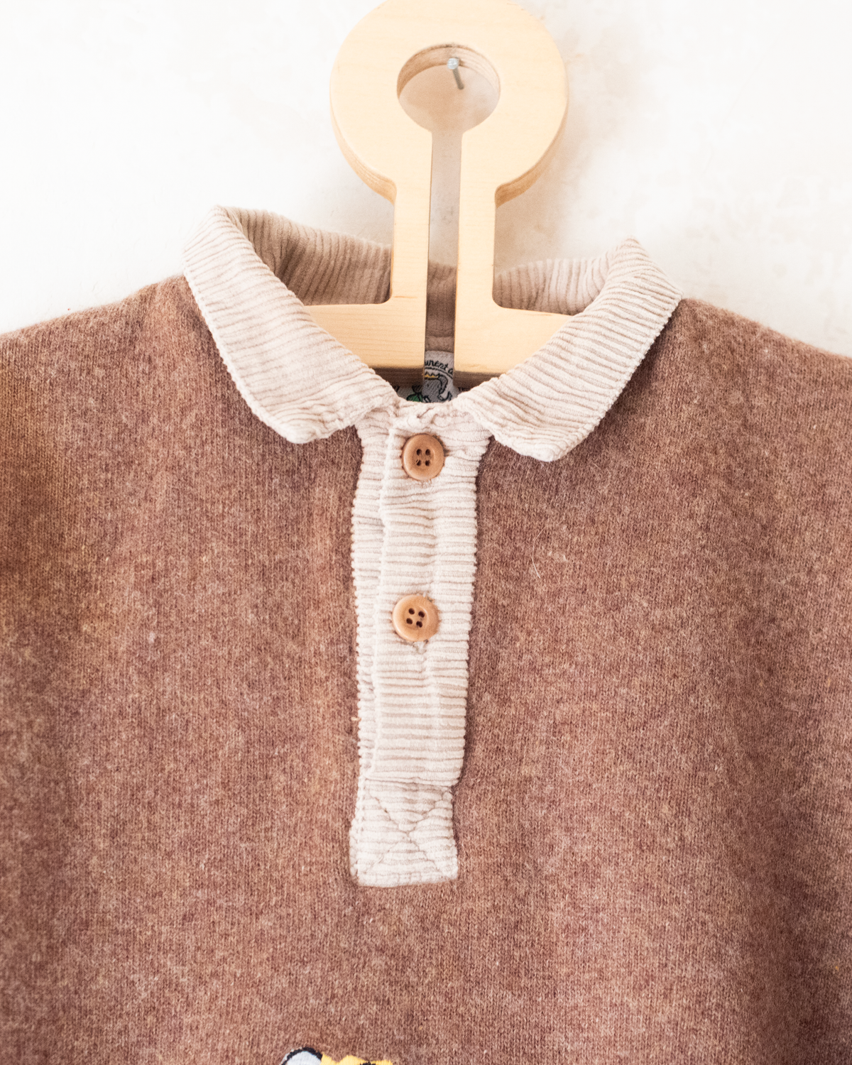 Polo knit with Babar the Elephant embroideries | French deadstock | 5-6 years
