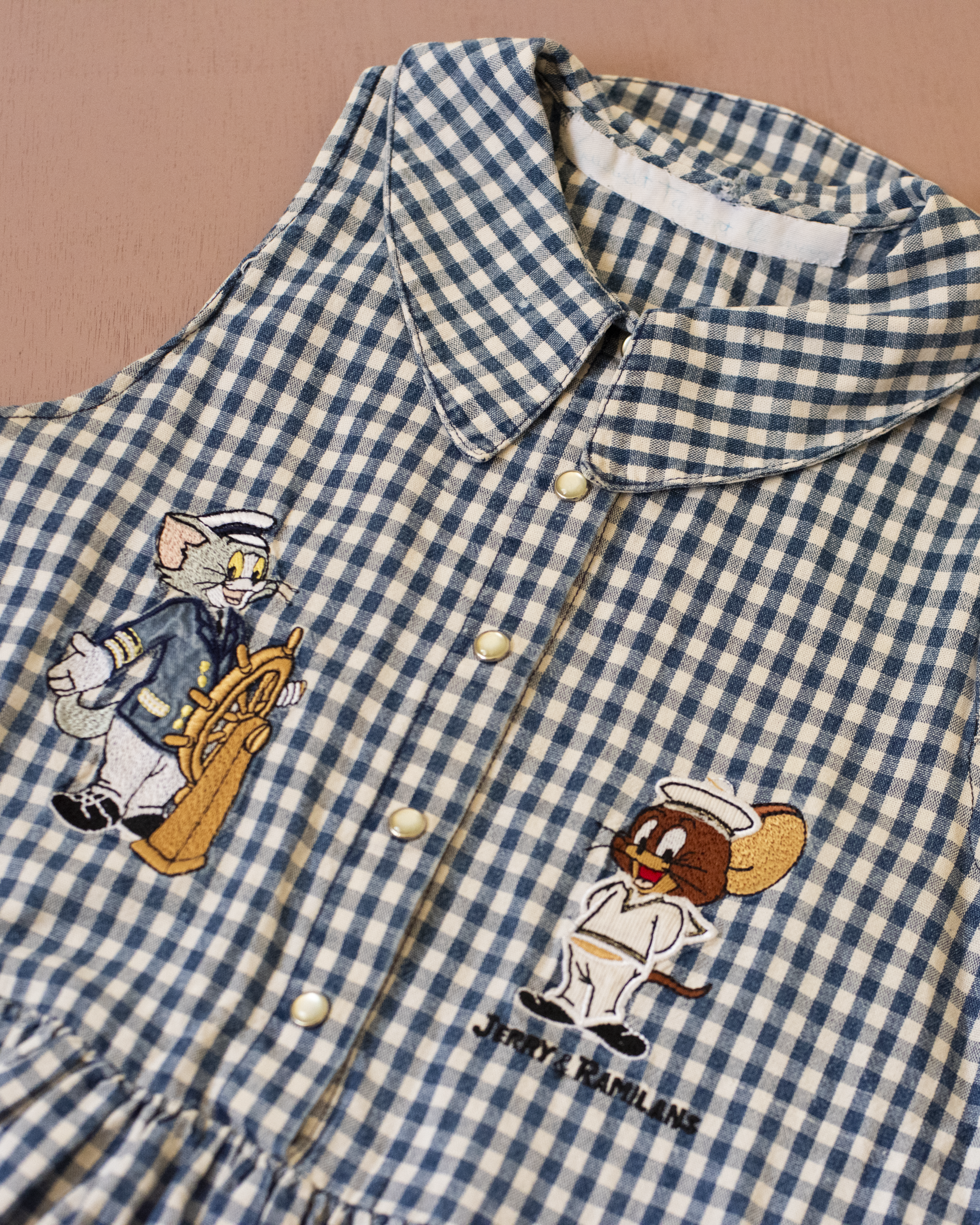 Checked dress with Tom and Jerry embroidery | Ages 10-12