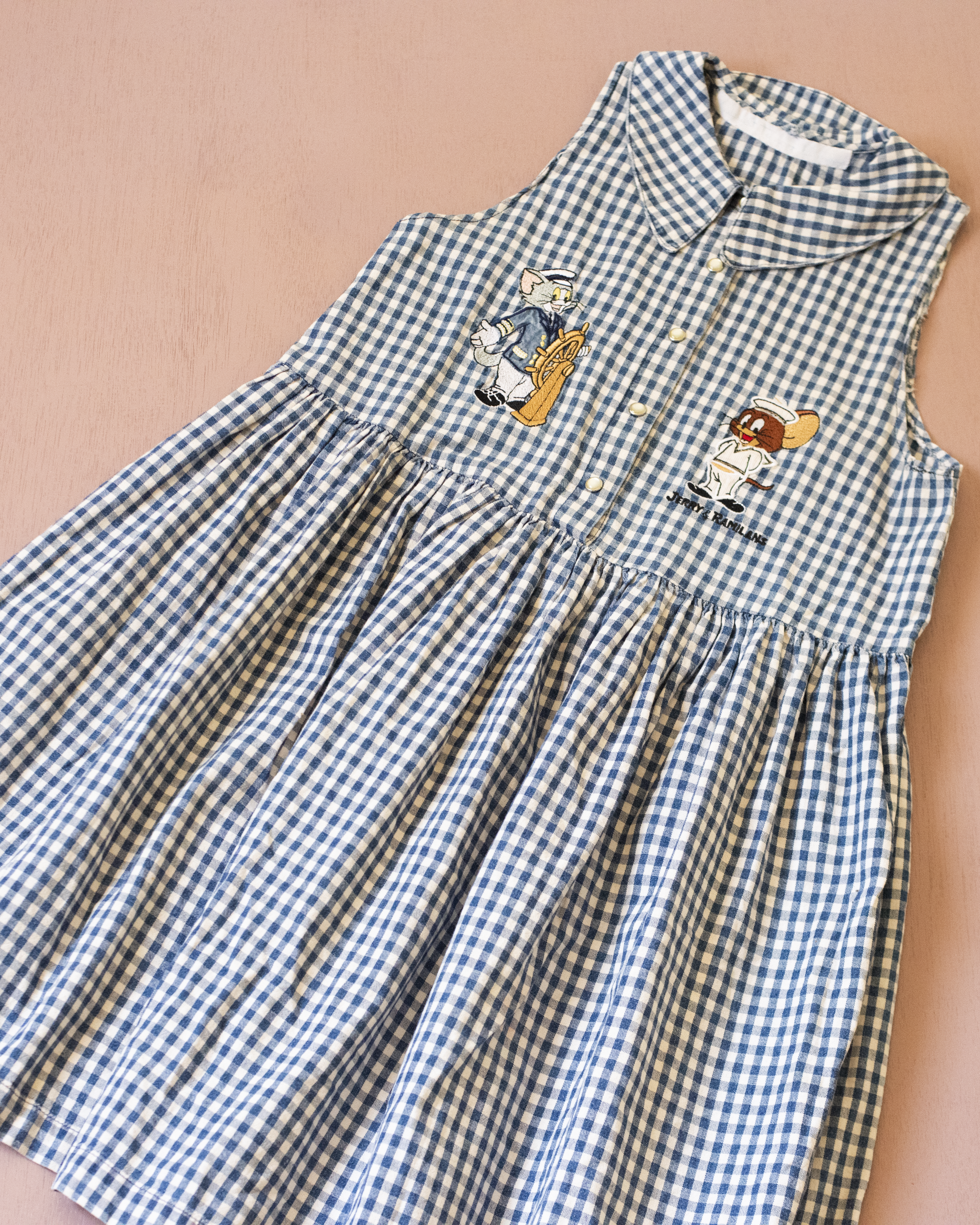Checked dress with Tom and Jerry embroidery | Ages 10-12
